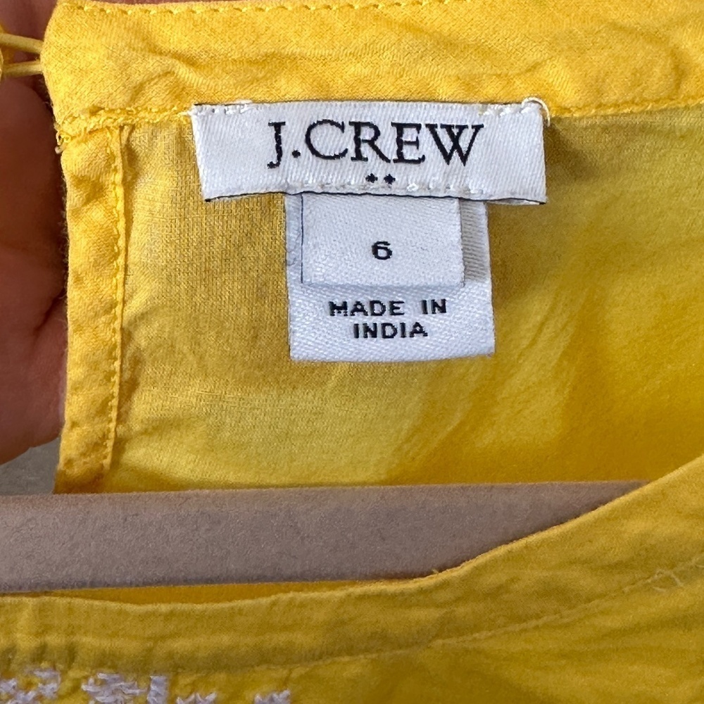 J.Crew Yellow Embroidered Peplum Top | Size 6 | Short Sleeve Boho Blouse - Picture 5 of 5